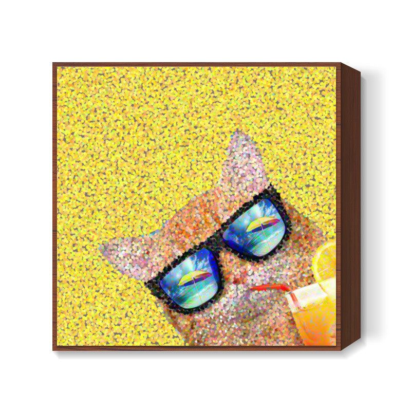 Summer cat Square Art Prints