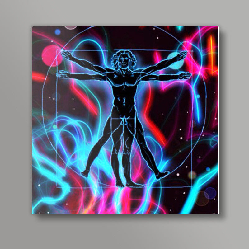 Vitruvian Man Psychedelic Square Art | Loco Lobo