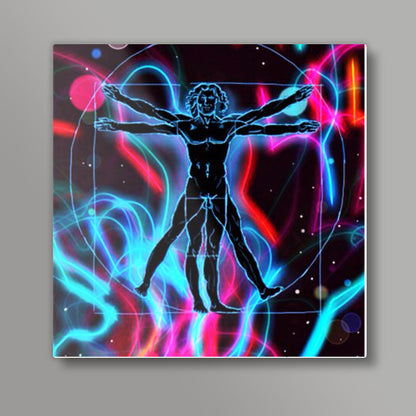 Vitruvian Man Psychedelic Square Art | Loco Lobo