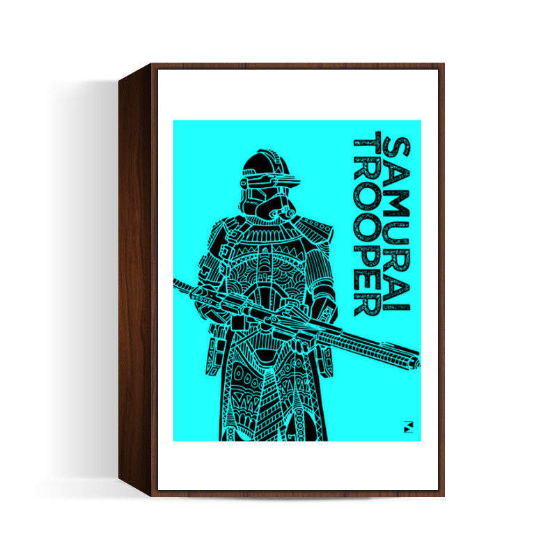 Samurai Trooper : Star Wars Inspired Original Art, Blue, Black, Pop Art, Trendy Graphic Art, Bold, Bright, Intricate Wall Art