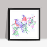 2 Colorful Birds Square Art Prints