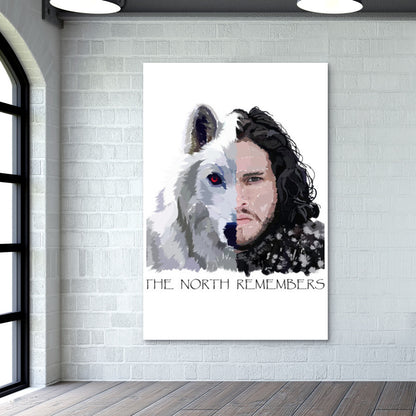 Jon Snow and Ghost Wall Art