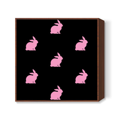 Bunnies Black Square Art Prints