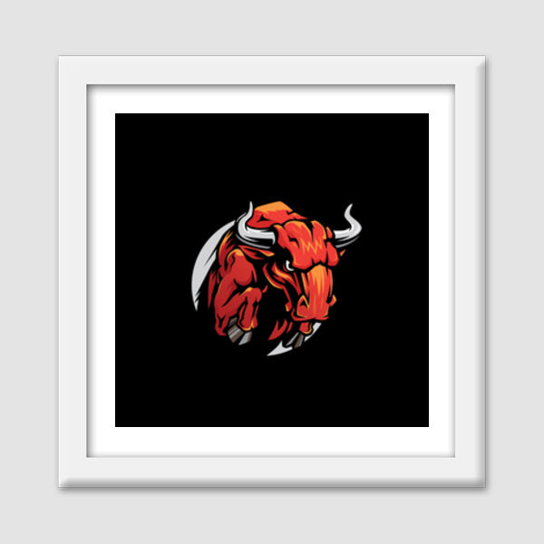 Bull Mascot Premium Square Italian Wooden Frames