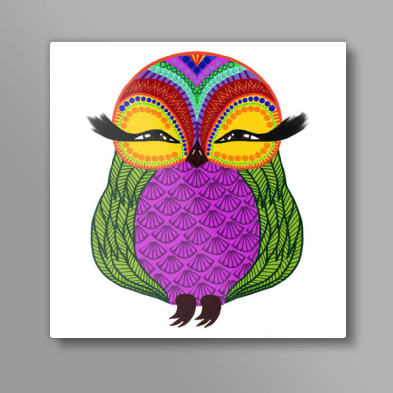 Baby Zoe the adorable baby owl Square Art Prints