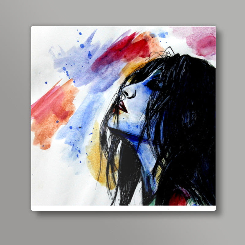 THE ARDENT DEW | WOMAN PAINTING Square Art Prints