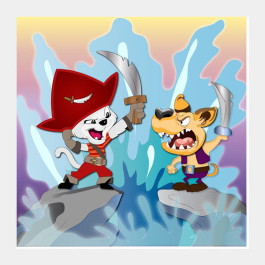 Square Art Prints, Pirate Fight Square Art Prints