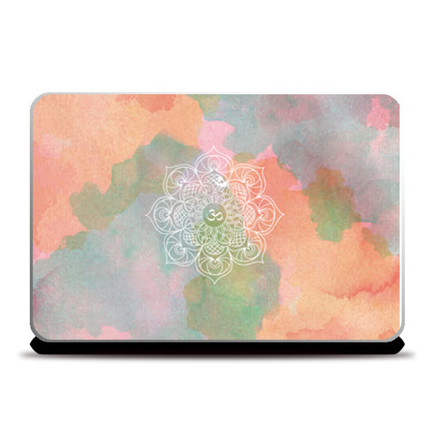 Om With Shape And Old Color Paper Laptop Skins
