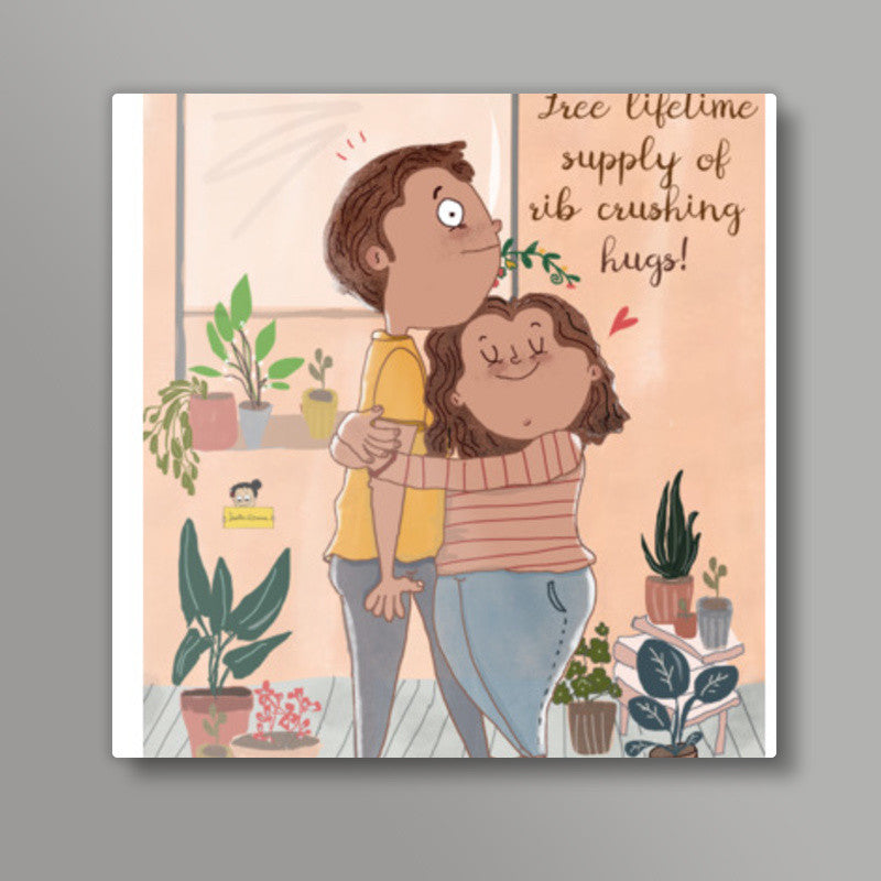 Love comes in squishy hugs Square Art Prints