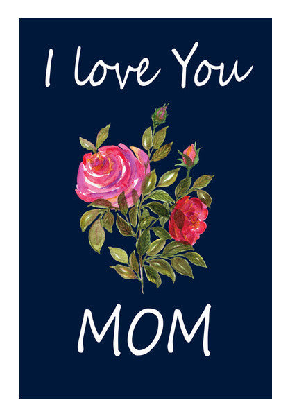 I Love You Mom Floral Typography Illustration Decorative Wall Art