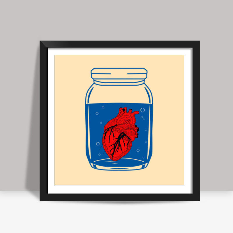 The Heart in the Glass Jar Square Art Prints