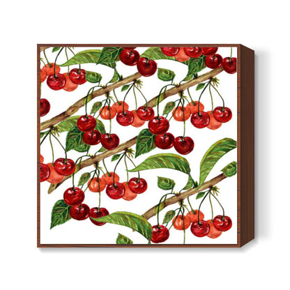 Cherries Pattern Square Art Print l Artist: Seema Hooda