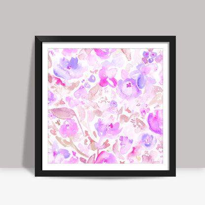 Pink Floral Watercolor Square Art Prints