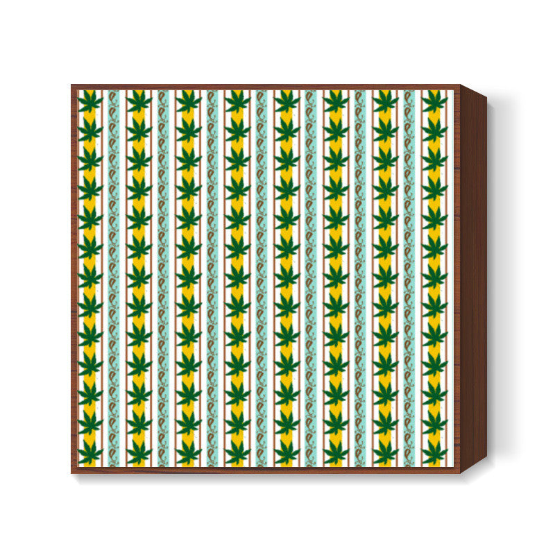 Green Leaf Striped Nature Background Pattern Square Art Prints