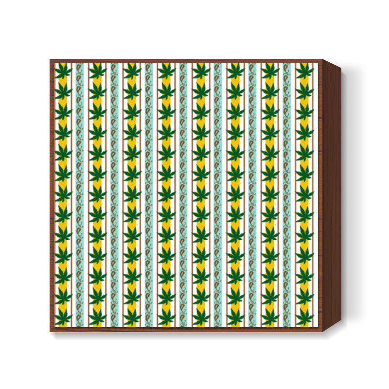 Green Leaf Striped Nature Background Pattern Square Art Prints