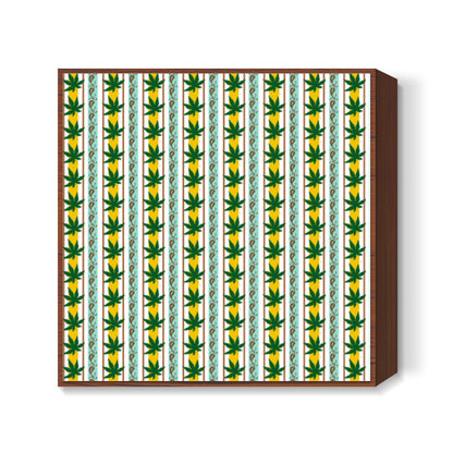 Green Leaf Striped Nature Background Pattern Square Art Prints