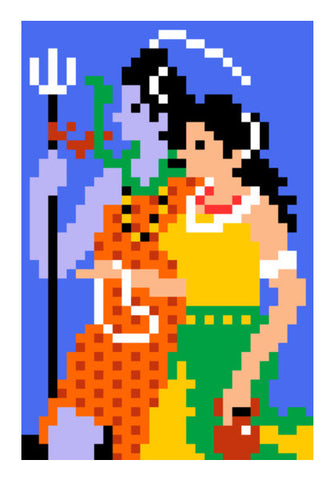 Shiva Parvati Pixel Wall Art
