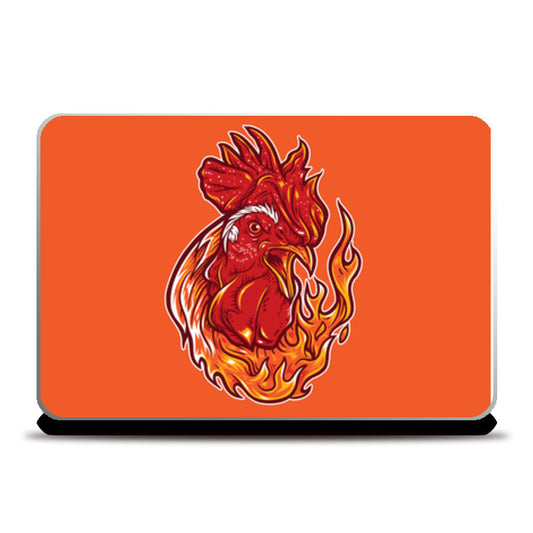 Rooster On Fire Laptop Skins