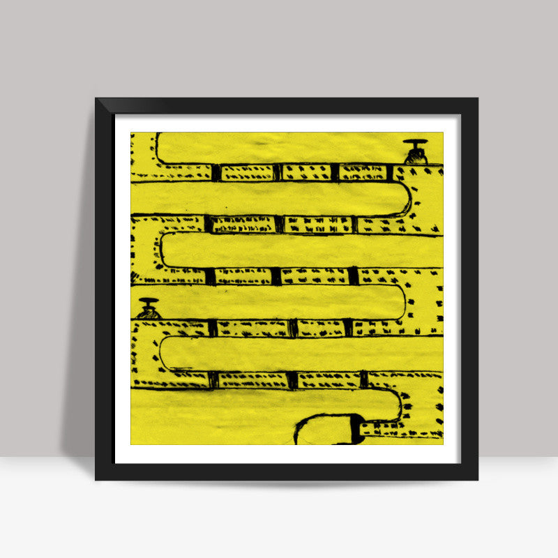 Pipeline Yellow Square Art Prints