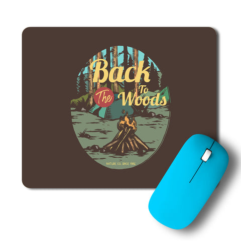 CampFire In The Woods Vintage Artwork Mousepad