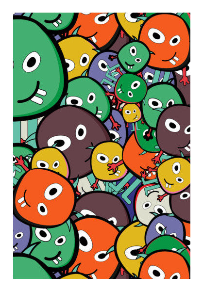 Colorful Monster Faces Doodle Art PosterGully Specials
