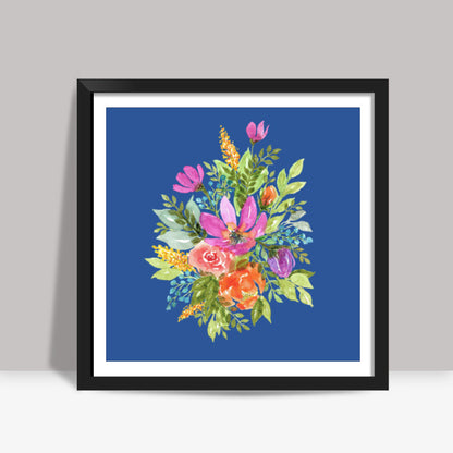 Colorful Watercolor Spring Flowers Bouquet Floral Painting Poster Square Art Prints