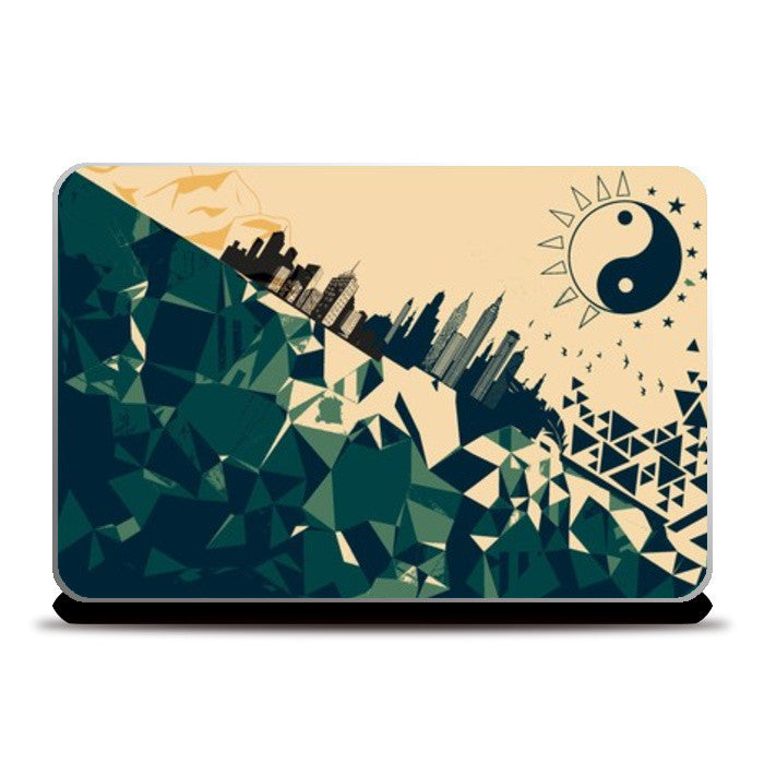 Geometric gotham city Laptop Skins