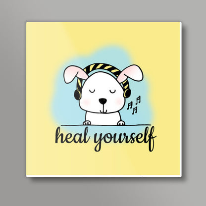 Heal with Music Yellow Square Art Prints