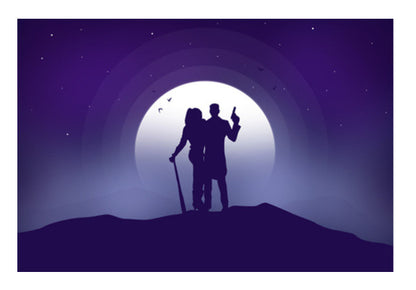 Joker & Harley Quinn Moon Night Wall Art