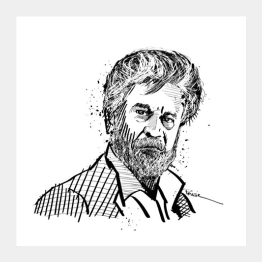 Rajnikant Poster Square Art Prints