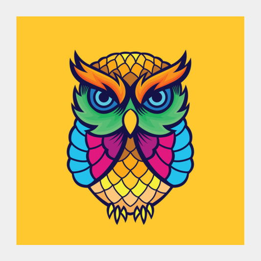 Colorful Owl Square Art Prints