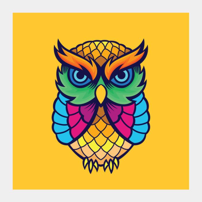 Colorful Owl Square Art Prints PosterGully Specials