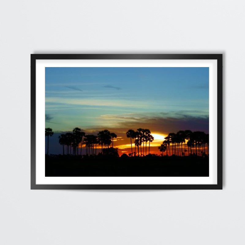 silhouette of a Village Wall Art