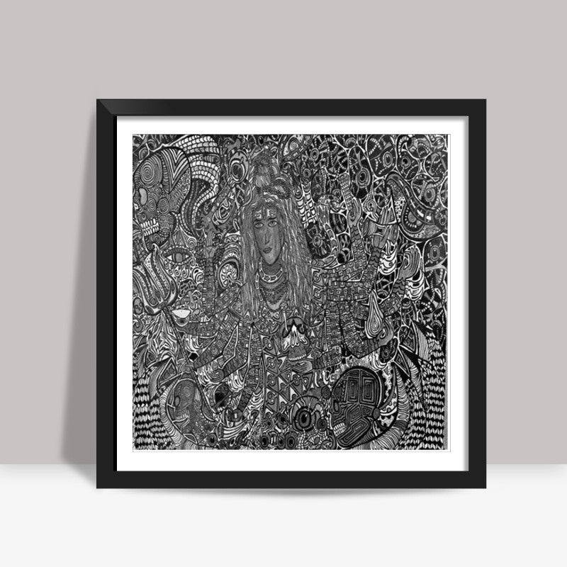 Hi-tech Shiva b&w Square Art Prints