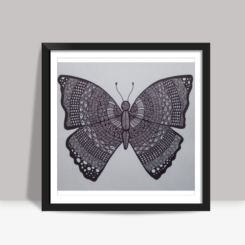 Zentangle Butterfly Square Art | Jasmine Kaur Lotey