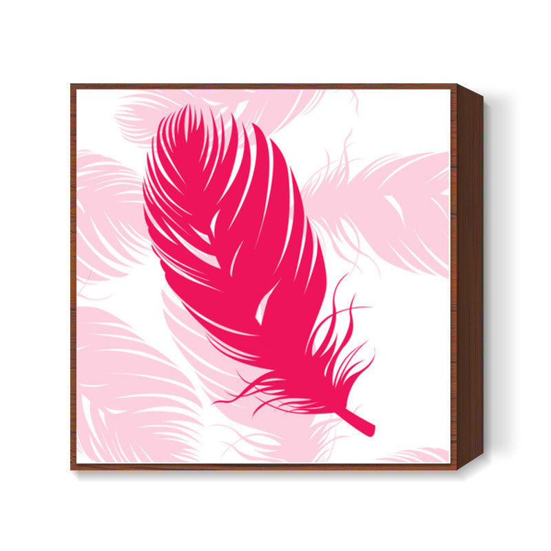 Pink Feather Square Art Prints