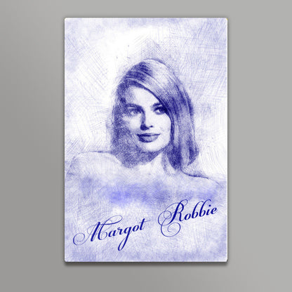 Margot Robbie pen sketch Wall Art