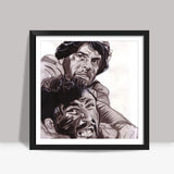 Dharmendra and Amjad Khan in a fight-to-the-finish in Sholay Square Art Prints