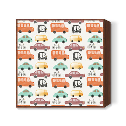 bus car van pattern Square Art Prints