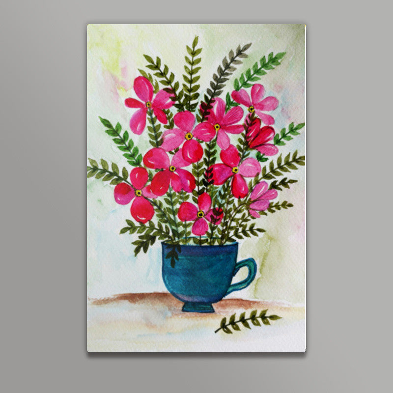 Teacup With Flowers Painting Wall Art