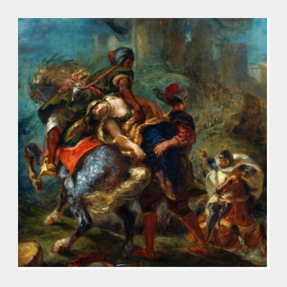 The Abduction of Rebecca by Eugène Delacroix Square Art Prints