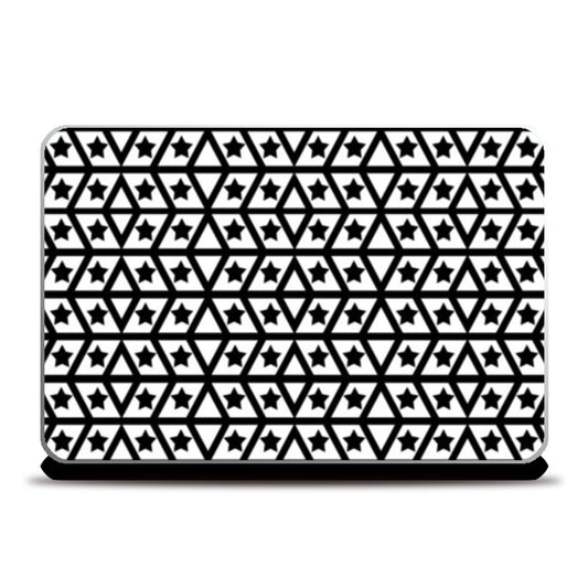 Simple Geometric Star And Lines Monochrome Pattern Laptop Skins