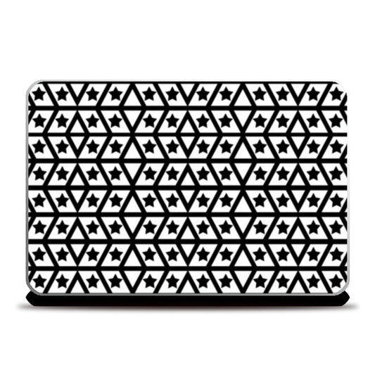 Simple Geometric Star And Lines Monochrome Pattern Laptop Skins