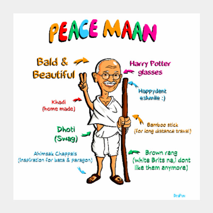 Square Art Prints, Peace Maan Artwork