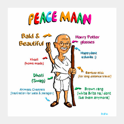 Square Art Prints, Peace Maan Artwork