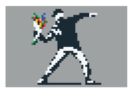 Banksy Flower Thrower Pixel Wall Art