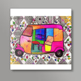 Indian Rickshaw Square art print Square Art Prints