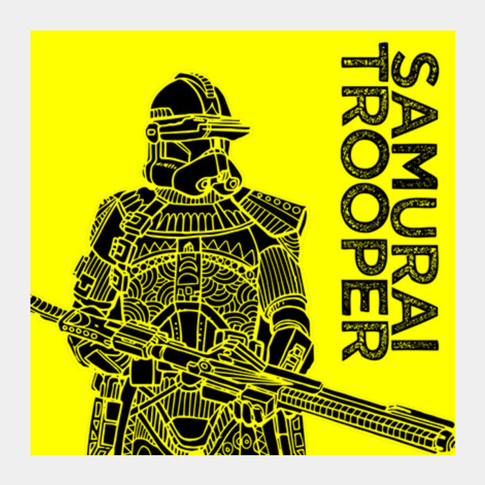 Samurai Trooper: Star Wars inspired original art print, Yellow and Black, Bold and bright art print Square Art Prints