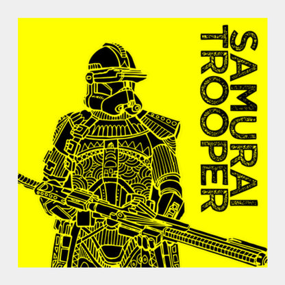 Samurai Trooper: Star Wars inspired original art print, Yellow and Black, Bold and bright art print Square Art Prints