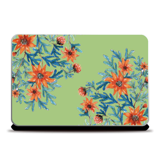 Beautiful Blooming Flowers Lime Green Spring Design Laptop Skins